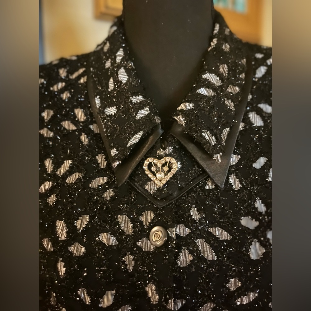 Rare Black Vintage Double Collar Cardigan Size M